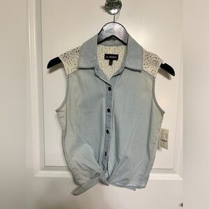 NWT LA Hearts blue sleeveless blouse size XS